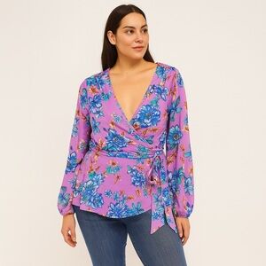 Blue Sol Wrap Top NWT